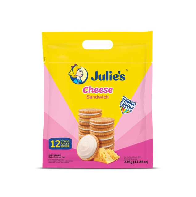 JULIE S CHEESE SANDWICH BISCUITS 336G