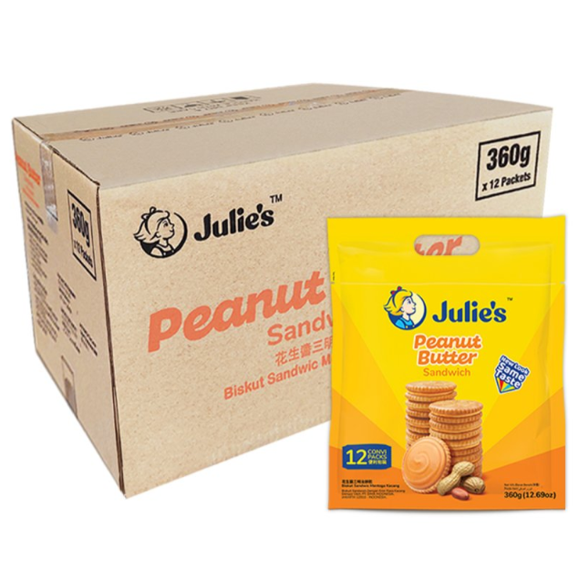 JULIES PEANUT BUTTER SANDWICH BISCUITS 360G (Carton)