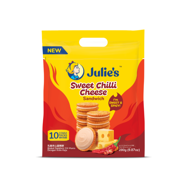 JULIES SWEET CHILI CHEESE SANDWICH BISCUITS 280G